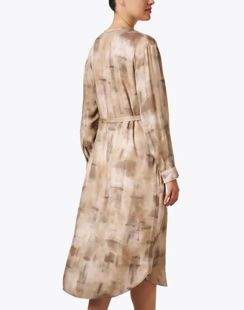 Beige Print Twill Dress