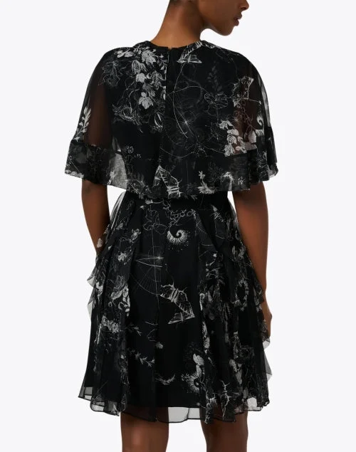 Black Multi Print Silk Chiffon Dress