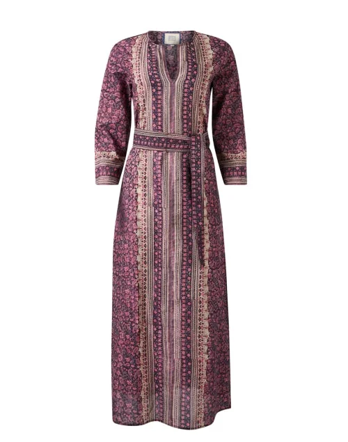 Jane Pink and Brown Multi Print Kaftan