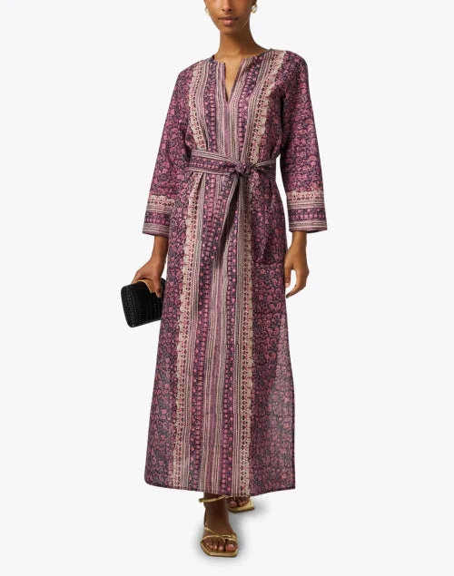 Jane Pink and Brown Multi Print Kaftan