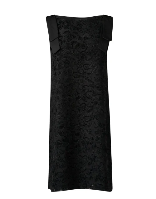 Michelle Black Velvet Floral Shift Dress