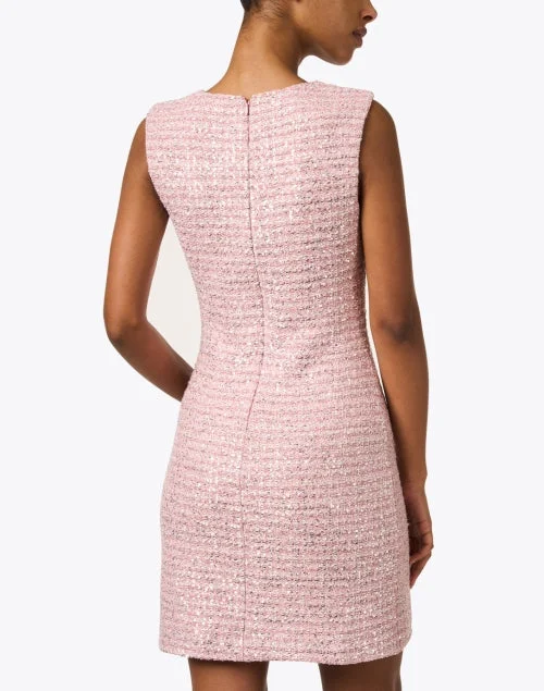 Pink Plaid Sequin Sheath Dress