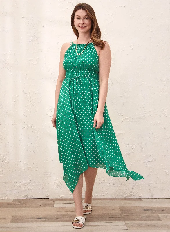 Polka Dot Halter Neck Dress