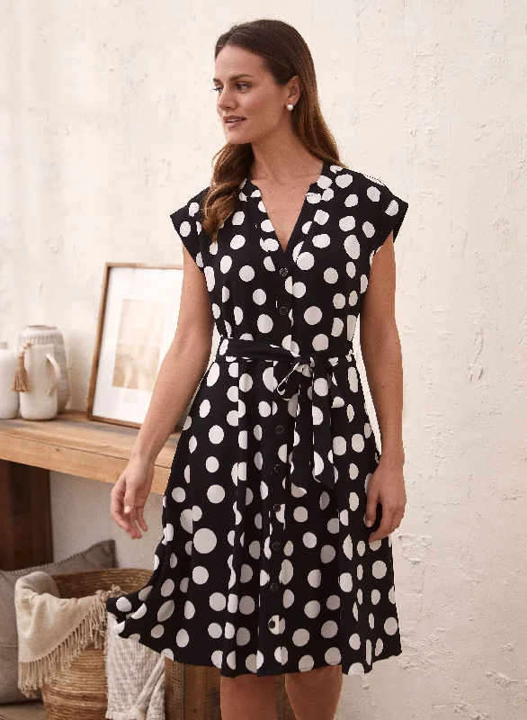 Polka Dot Print Shirt Dress