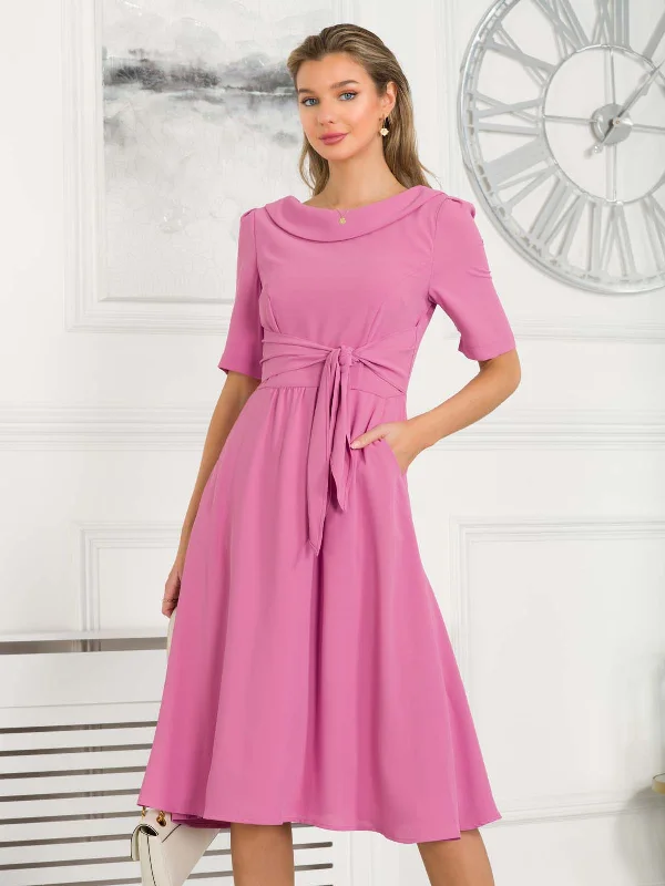 Jolie Moi Gemma Belted Midi Dress, Pink