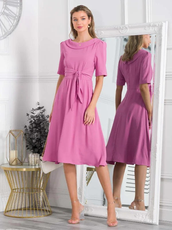 Jolie Moi Gemma Belted Midi Dress, Pink