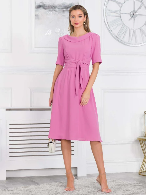 Jolie Moi Gemma Belted Midi Dress, Pink