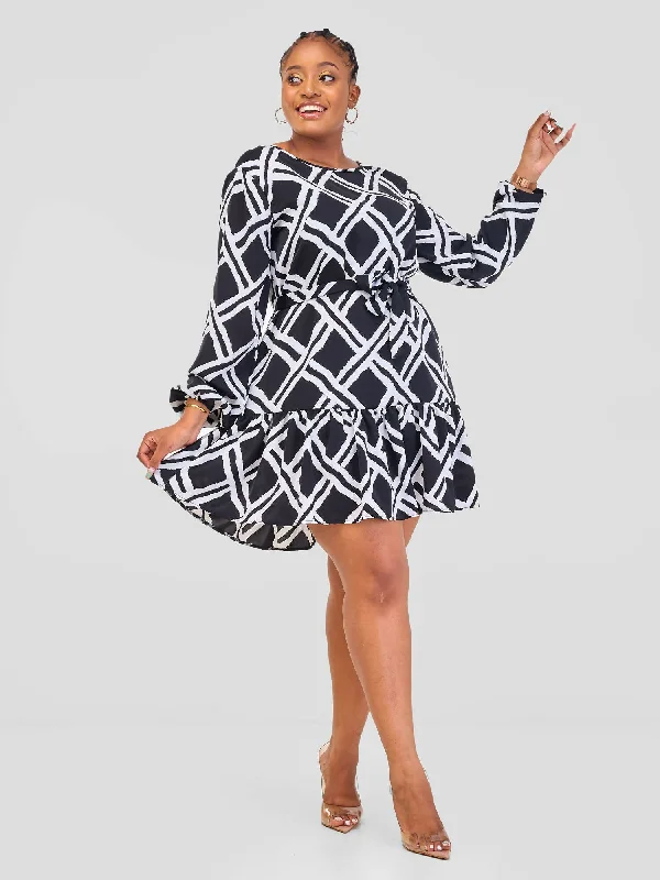 Lizola Elsie Shift Dress - Black / White