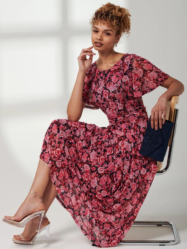 Giana Floral Midi Dress, Navy Floral