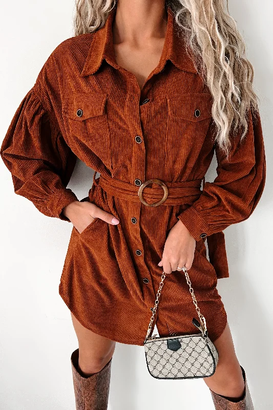 Isn't It Lovely Belted Shirt Dress (Copper)