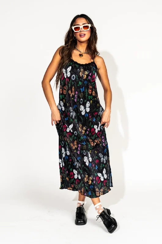 Money Honey Plisse Slip Dress in Folklore Florals