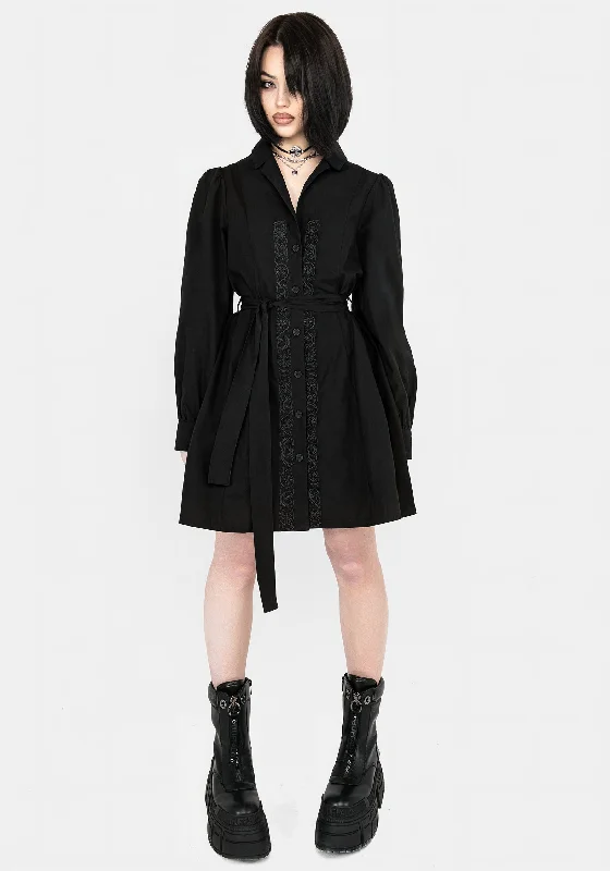 Letavia Embroidered Mini Shirt Dress