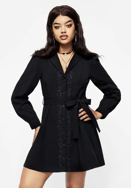 Letavia Embroidered Mini Shirt Dress