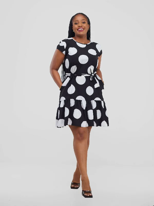 Lizola Adaego Polka Dot Shift Dress - Black / White