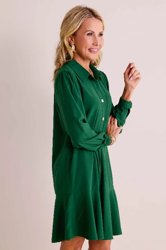 Meagan Dress- Hunter Green