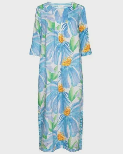 NOLOGO Denim flower pint linen maxi dress