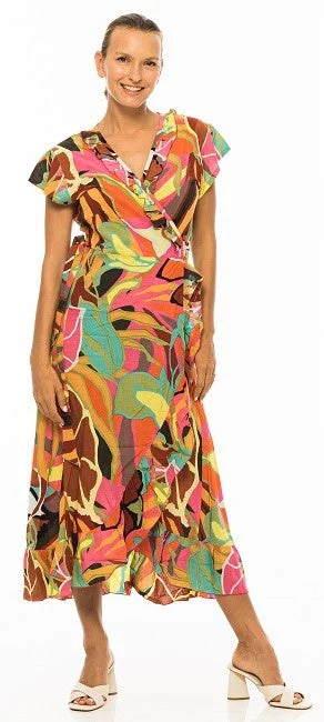 PM Long Croisee Wrap  Multi Clair Dress