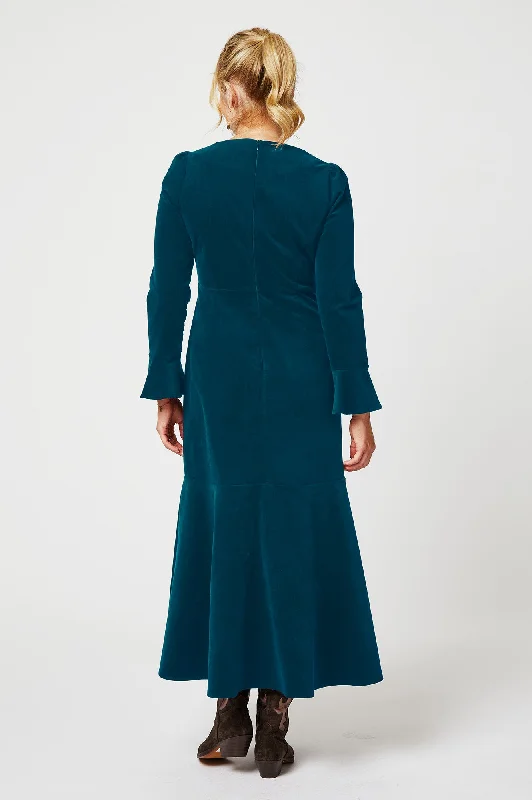 Rachel Stretch Corduroy Dress | Teal