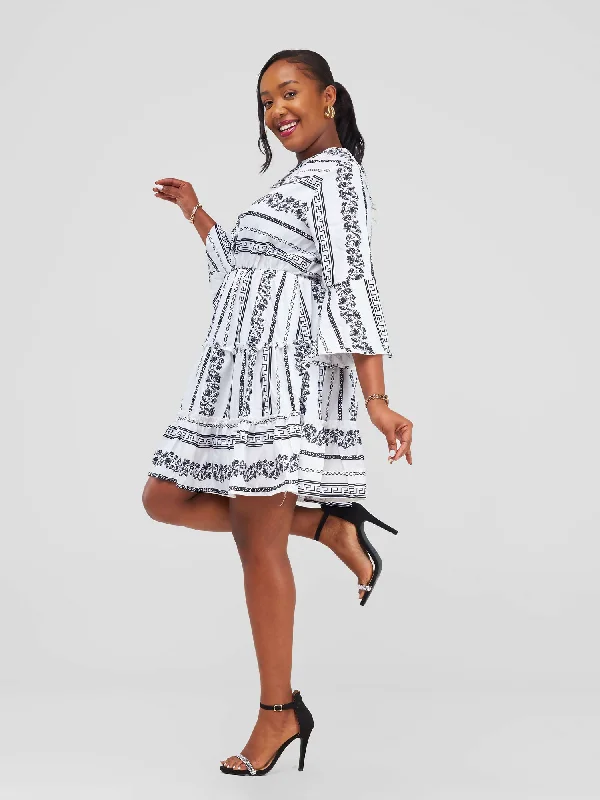 Stylish Sisters Midi Dress - Black / White