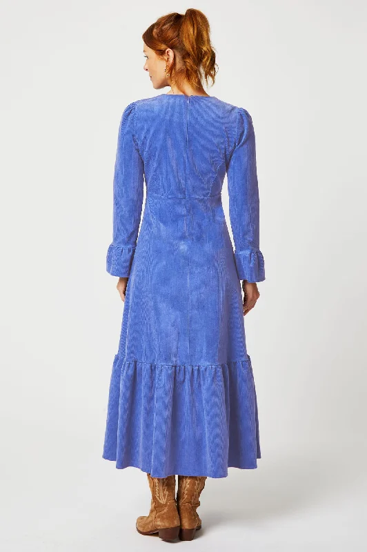 Victoria V-Neck Long Sleeve Dress | Cornflower Blue