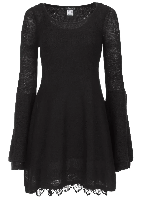 Boho sweater dress - Black