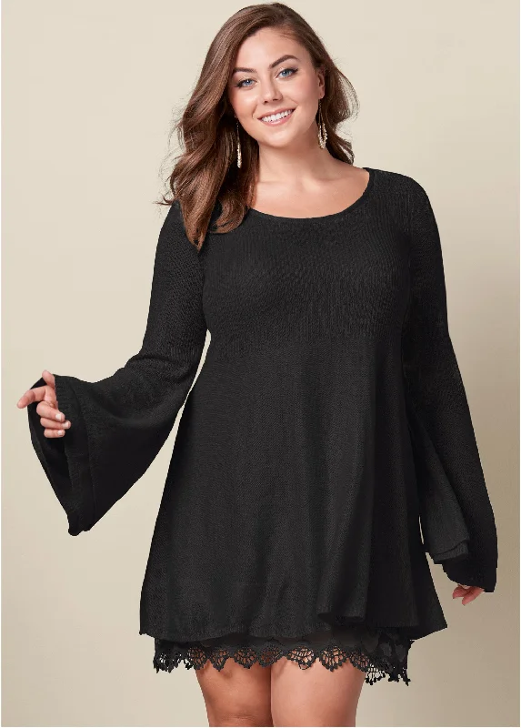 Boho sweater dress - Black