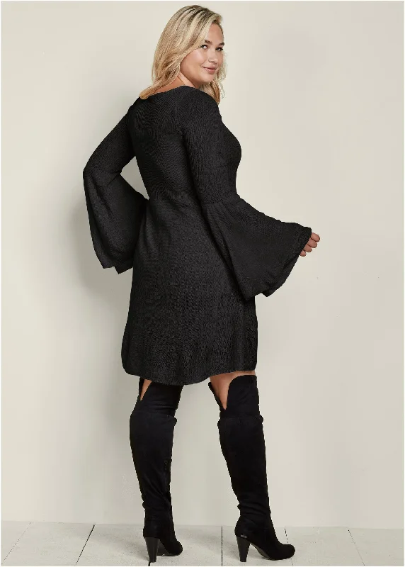 Boho sweater dress - Black