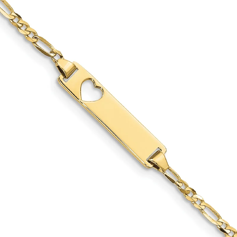 10KT Yellow Gold 5.5-inch 4.3MM Childrens Figaro ID Bracelet