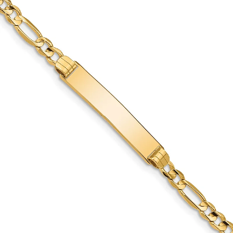 14k Yellow Gold Figaro I.D. Bracelet with Lobster Clasp - 7 Inch