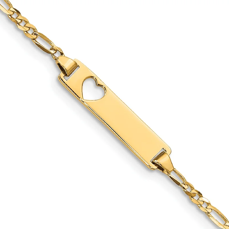 14KT Yellow Gold 6-inch 5MM Childrens Heart ID Bracelet