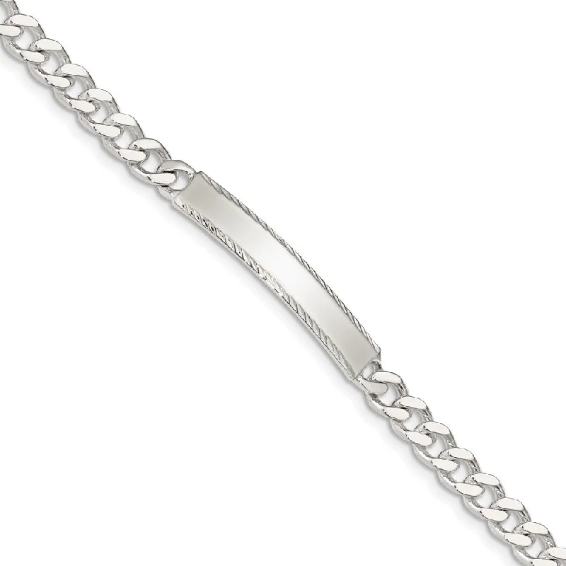 5mm Sterling Silver Diamond-Cut Engravable Curb Link I.D. Bracelet