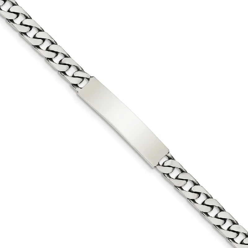 7mm Antiqued Sterling Silver Engravable Curb Link I.D. Bracelet