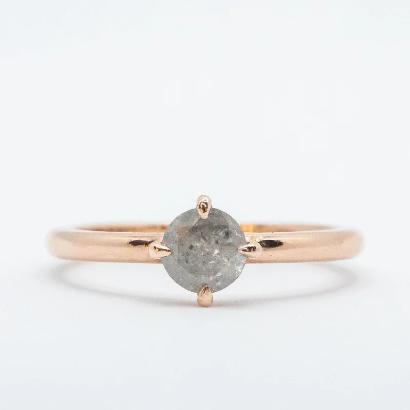 Compass-Set Salt + Pepper Diamond Ring in 14k Rose Gold