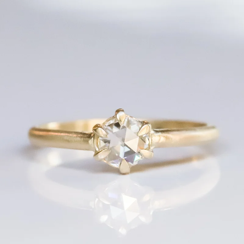 Cypress Ring | Rose Cut Moissanite in 14k Yellow Gold