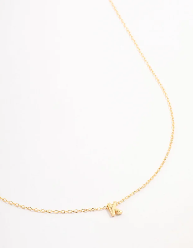 Gold Plated Sterling Silver Initial K Necklace