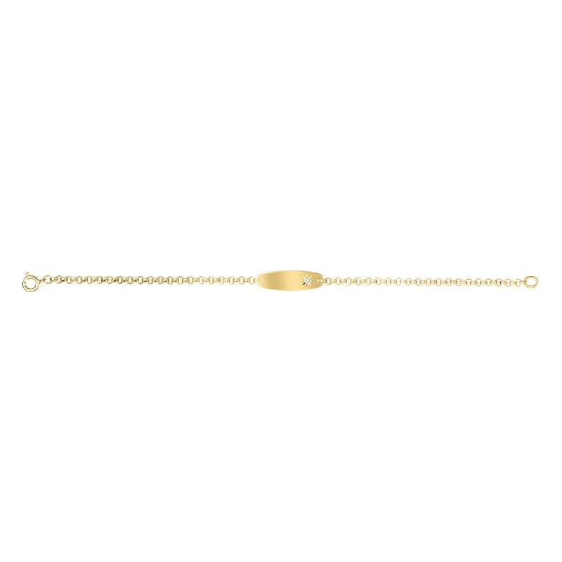 Kiddie Kraft 14KT Yellow Gold Filled and Diamond 6-inch Childrens ID Bracelet