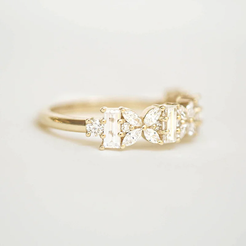 Marquise & Baguette Lotus Diamond Mosaic Ring