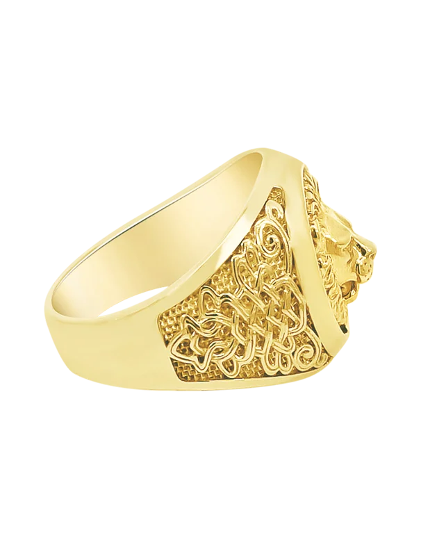 Men's Ring - 10ct Yellow Gold Mens Lion Ring - 783992