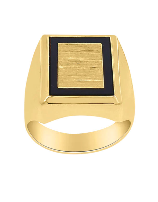 Men's Ring - 10ct Yellow Gold Onyx Ring - 771199