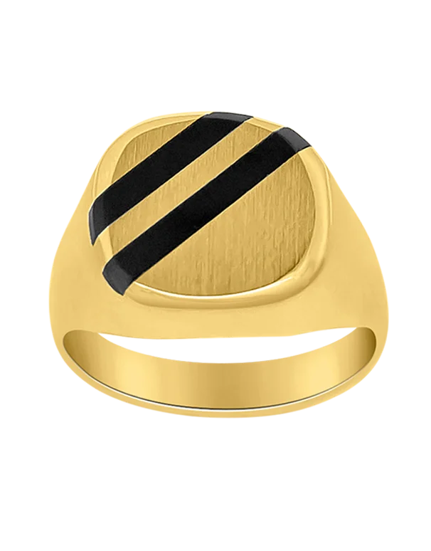 Men's Ring - 10ct Yellow Gold Onyx Ring - 771363