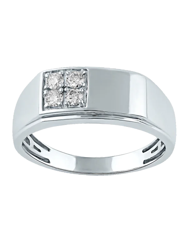 Men's Ring - 9ct White Gold Diamond Gents Ring - 783724