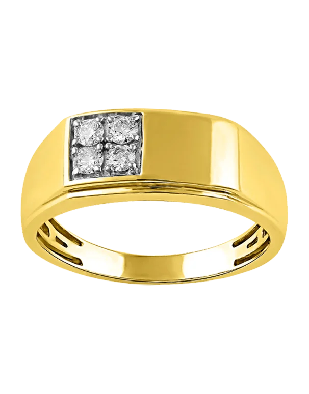 Men's Ring - 9ct Yellow Gold Diamond Gents Ring - 783725