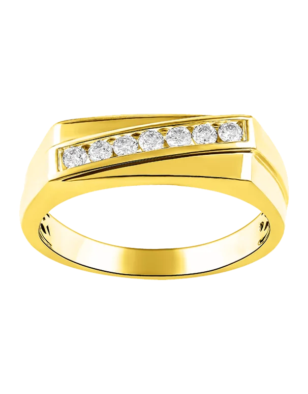 Men's Ring - 9ct Yellow Gold Diamond Gents Ring - 783727