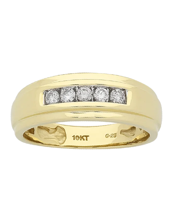 Men's Ring - 10ct Yellow Gold Diamond Ring - 767642