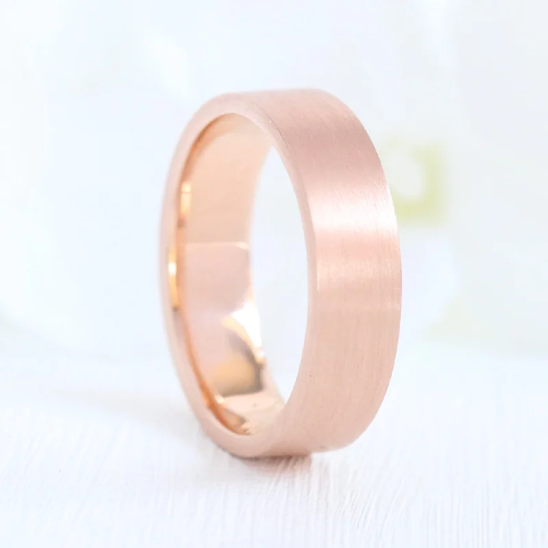 Flat Matte Wedding Band 6mm in White Gold Men’s Comfort Fit Ring