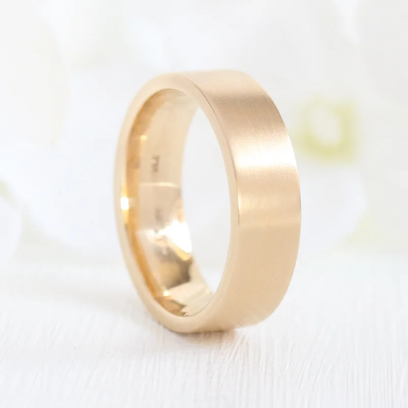 Flat Matte Wedding Band 6mm in White Gold Men’s Comfort Fit Ring