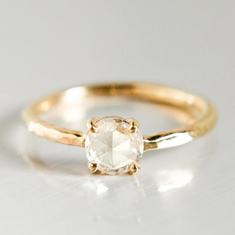 Rose-Cut White Diamond Ring in 14k Yellow Gold