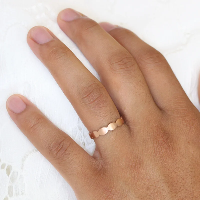 Scalloped Wide Wedding Ring in Solid Gold or Platinum Band