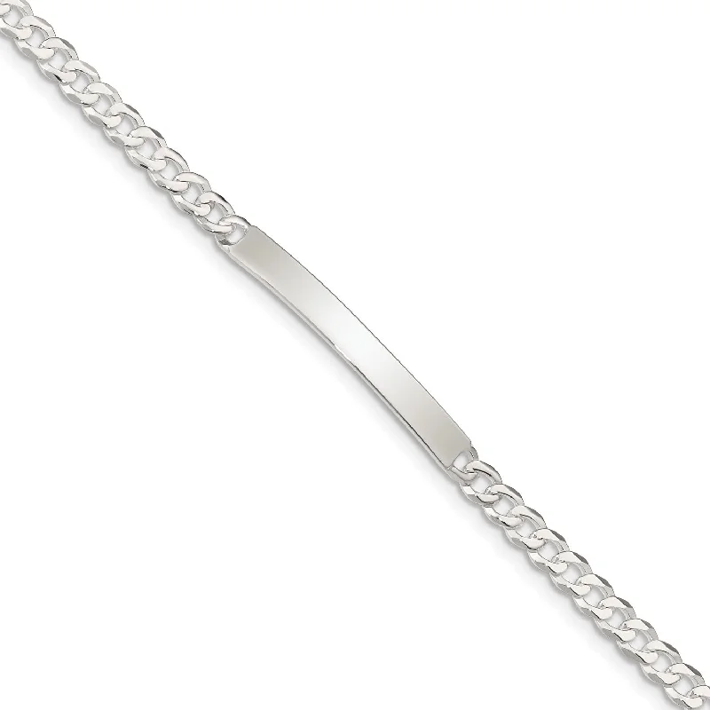 Sterling Silver 7.5-inch 4MM Lobster Clasp Curb ID Bracelet