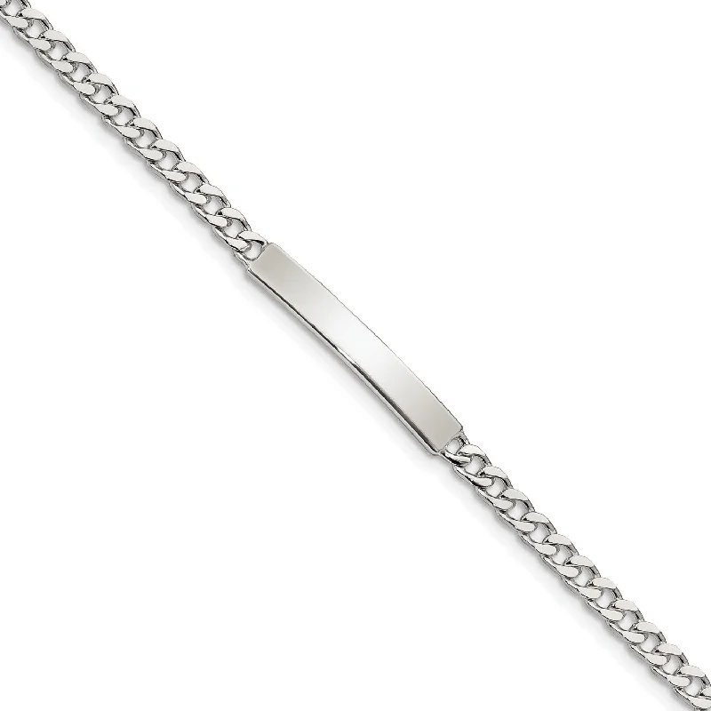 Engravable Sterling Silver 7-inch 4MM Lobster Clasp Curb ID Bracelet